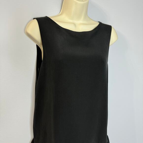 Anine Bing Silk Shift Mini Dress Ruffle Hem Romantic Casual Wardrobe Staple XS - Picture 2 of 13